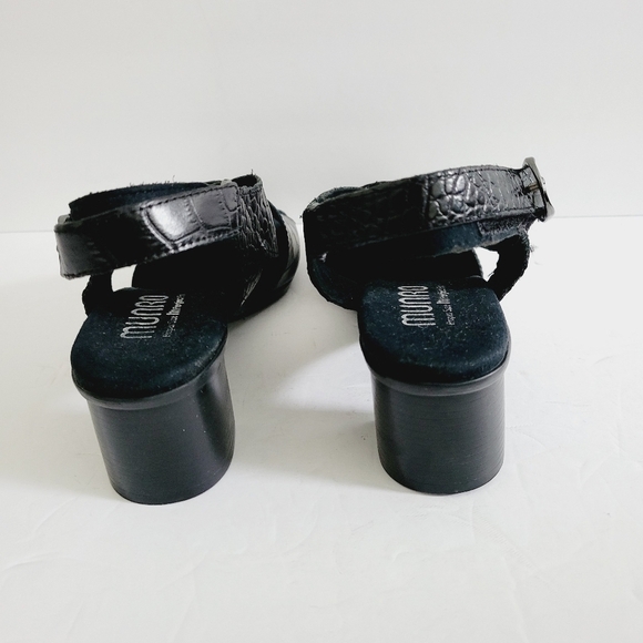 NEW Munro American Black Leather Croc Print Ankle Strap Sandals Size 8.5 - Picture 5 of 7